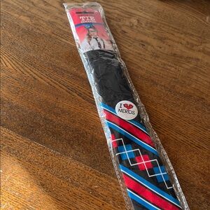 Costume I Love Nerds Black and Red Argyle Tie